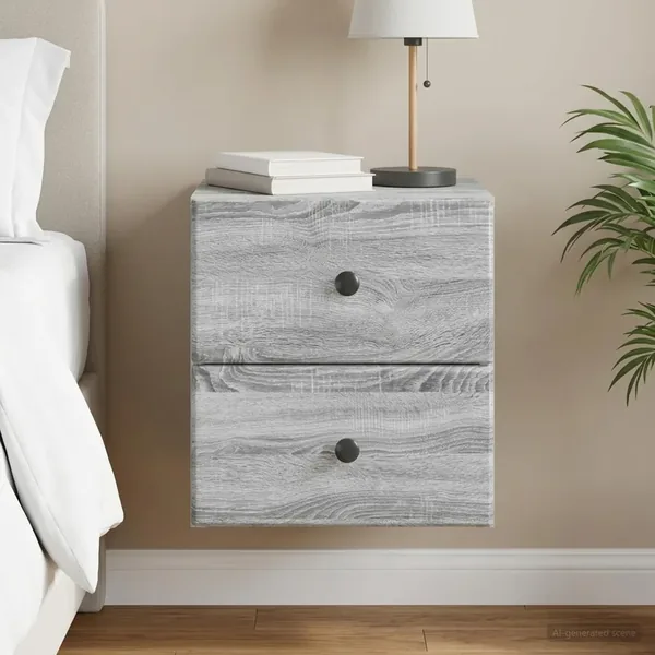 Cabinet de chevet mural Sonoma gris 34,5 x 33 x 40 cm
