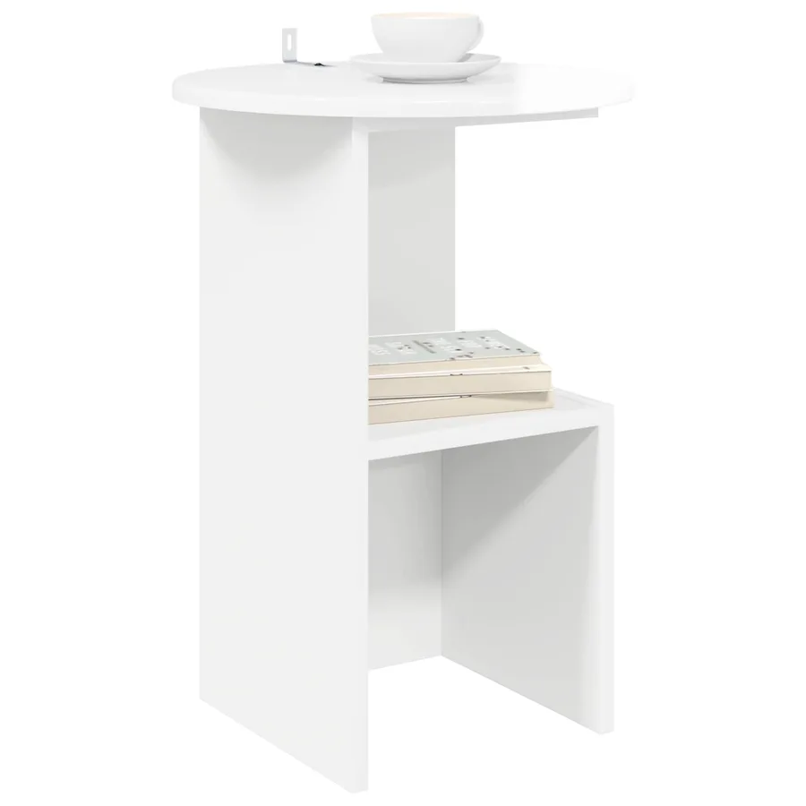Table d'appoint Blanc brillant Ø 39,5 x 55 cm Bois d'ingénierie - 3