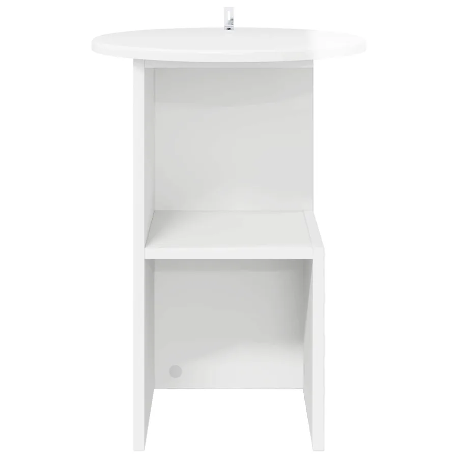 Table d'appoint Blanc brillant Ø 39,5 x 55 cm Bois d'ingénierie - 5