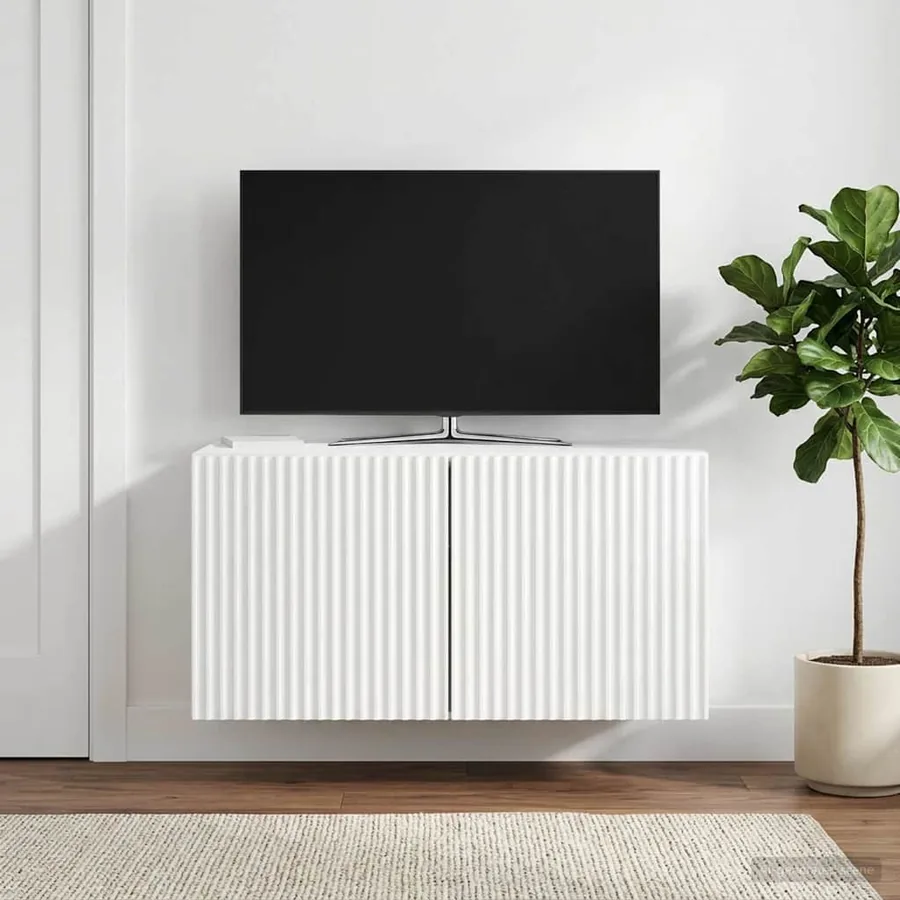 Meuble TV mural Montage mural Blanc brillant 59,5 x 31 x 30 cm