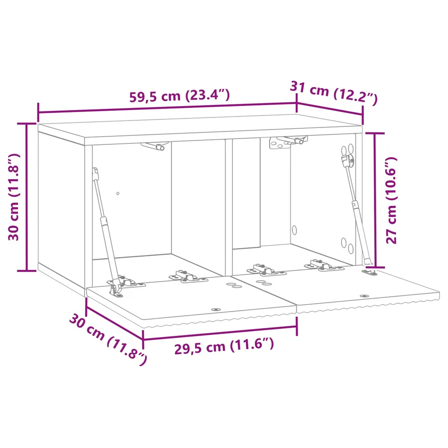 Meuble TV mural Montage mural Blanc brillant 59,5 x 31 x 30 cm - 11