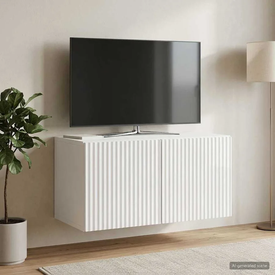 Meuble TV mural Montage mural Blanc brillant 59,5 x 31 x 30 cm - 4