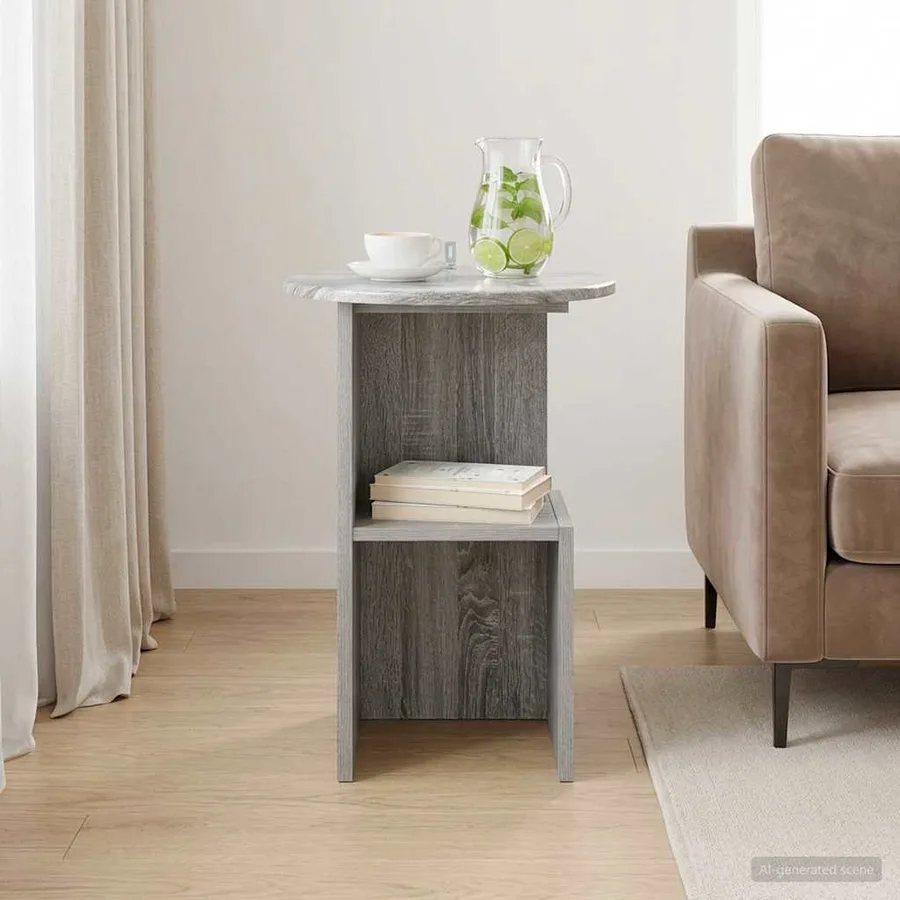 Table d'appoint Sonoma gris Ø 39,5 x 55 cm Bois d'ingénierie - 4