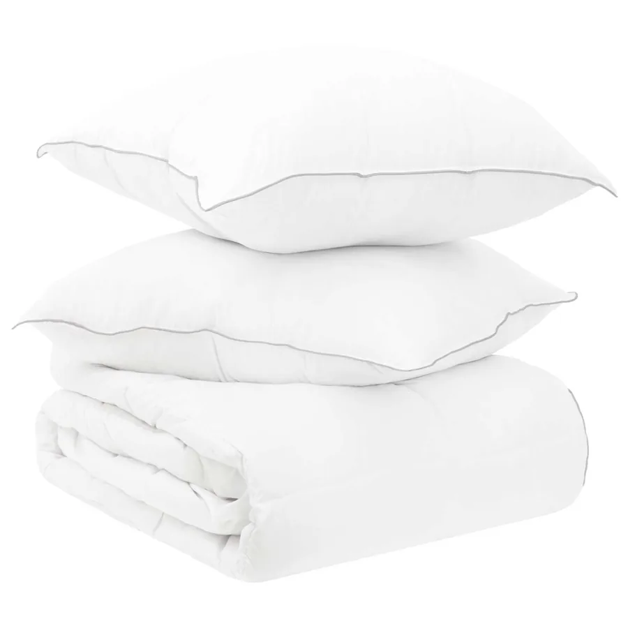 Ensemble de Duvet Blanc 200 x 220 cm Polyester, Bambou