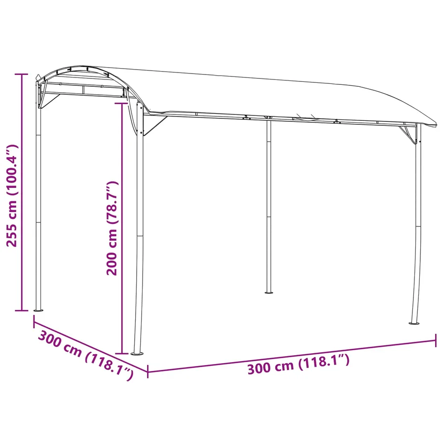 Pavillon 3 x 3 x 2,55 m Vert Acier enduit de poudre et tissu - 8