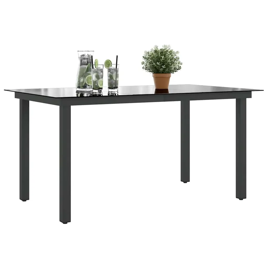 Table de jardin Noir 150x90x74 cm Aluminium et verre - 4