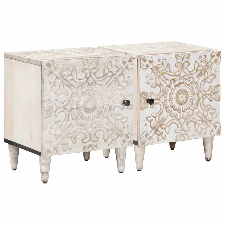 Cabinet de chevet 2 pcs Blanc 40 x 33,5 x 46 cm