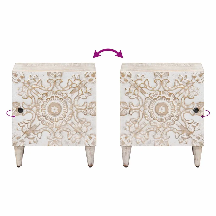 Cabinet de chevet 2 pcs Blanc 40 x 33,5 x 46 cm - 10
