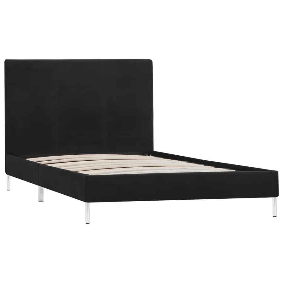 Cadre de lit sans matelas noir tissu 90x200 cm - 2