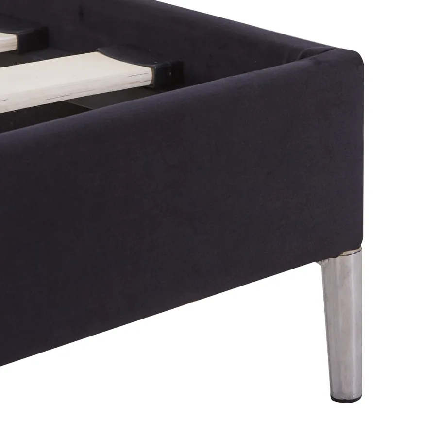 Cadre de lit sans matelas noir tissu 90x200 cm - 6