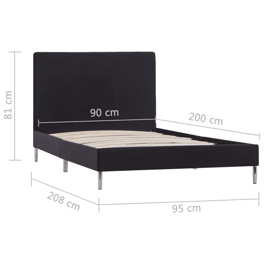 Cadre de lit sans matelas noir tissu 90x200 cm - 7