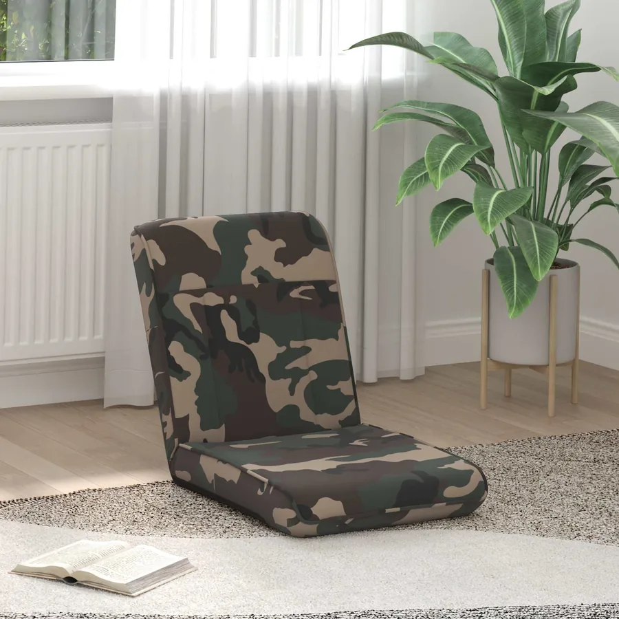 Fauteuil de sol ajustable Vert armée Tissu