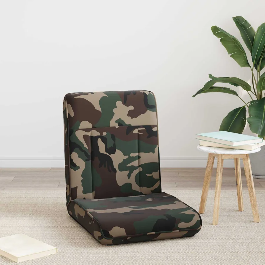 Fauteuil de sol ajustable Vert armée Tissu - 3