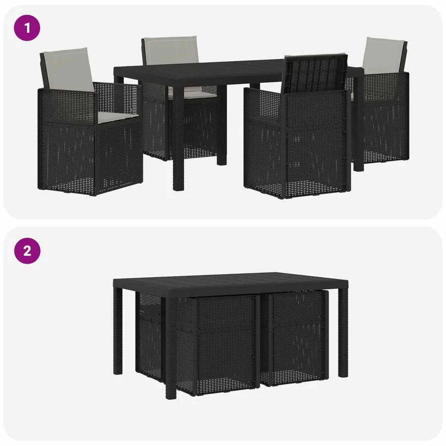Ensemble de salle à manger pour jardin avec coussin 5 pcs PP - 10