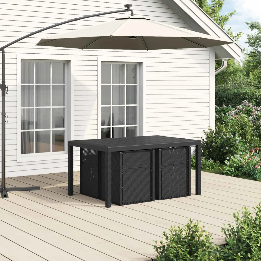Ensemble de salle à manger pour jardin avec coussin 5 pcs PP - 4