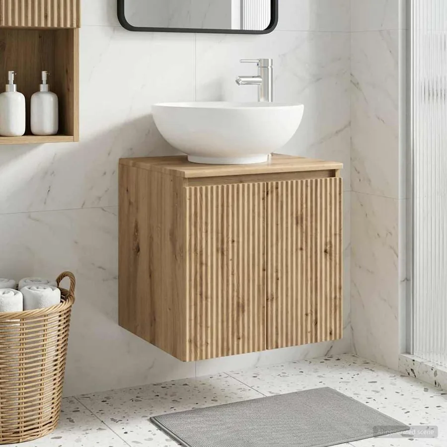 Vanité de lavabo mural Chêne artisanal 49,5 x 44,5 x 65 cm