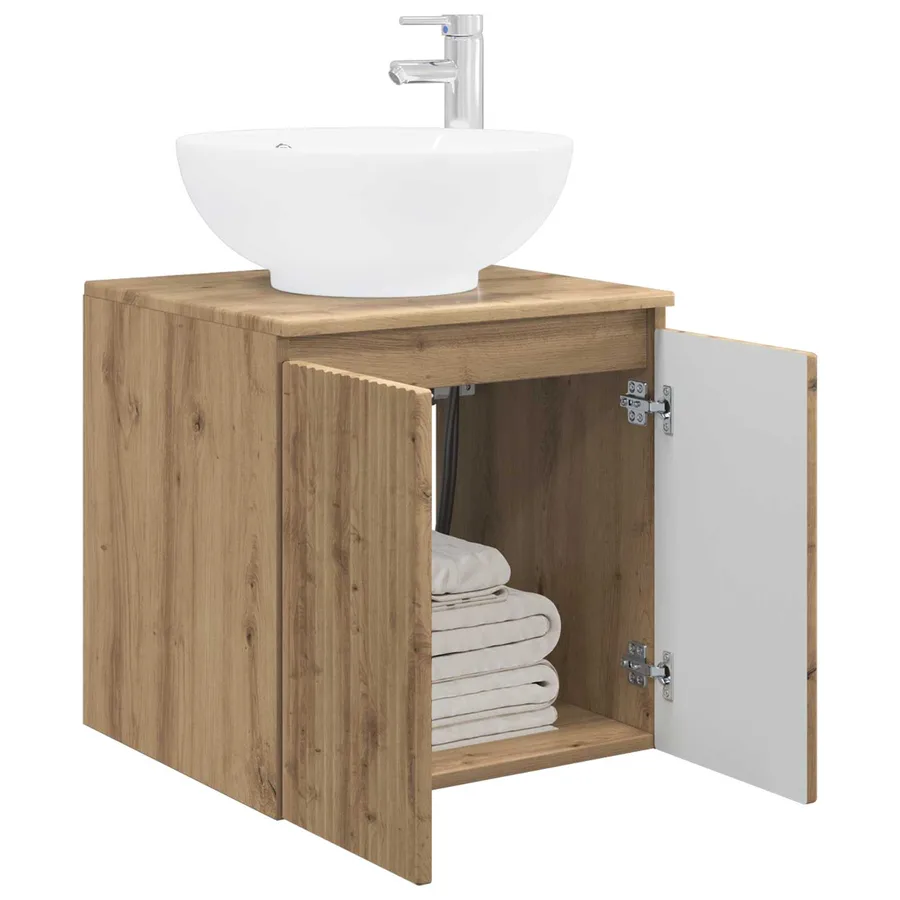 Vanité de lavabo mural Chêne artisanal 49,5 x 44,5 x 65 cm - 3