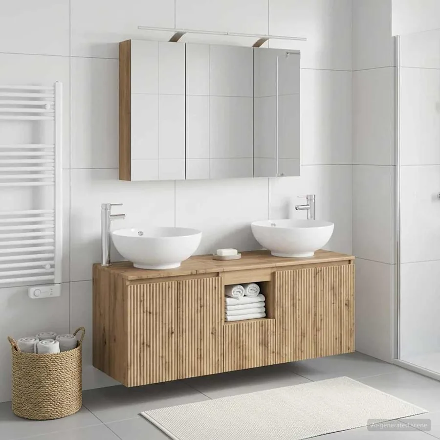 Ensemble d'armoire de salle de bain 4 pc Chêne artisanal
