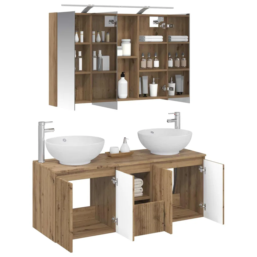 Ensemble d'armoire de salle de bain 4 pc Chêne artisanal - 3