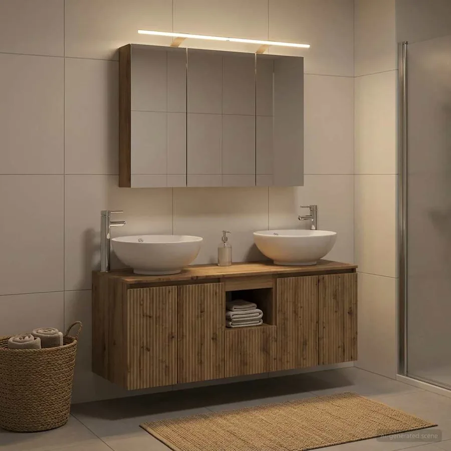 Ensemble d'armoire de salle de bain 4 pc Chêne artisanal - 4