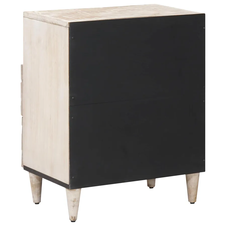Armoire de lit Blanc 50 x 33 x 60 cm Bois de mangue massif - 5