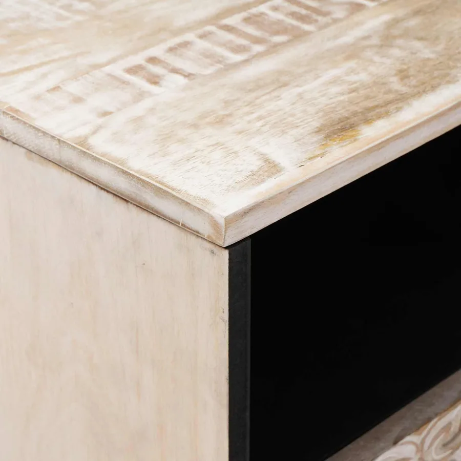 Armoire de lit Blanc 50 x 33 x 60 cm Bois de mangue massif - 6