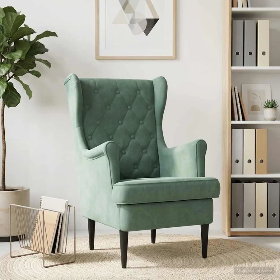 Fauteuil Vert Mer Velours