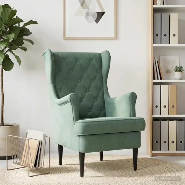 Fauteuil Vert Mer Velours