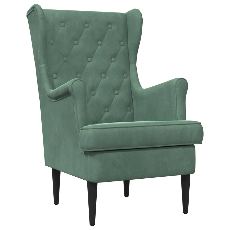 Fauteuil Vert Mer Velours - 2