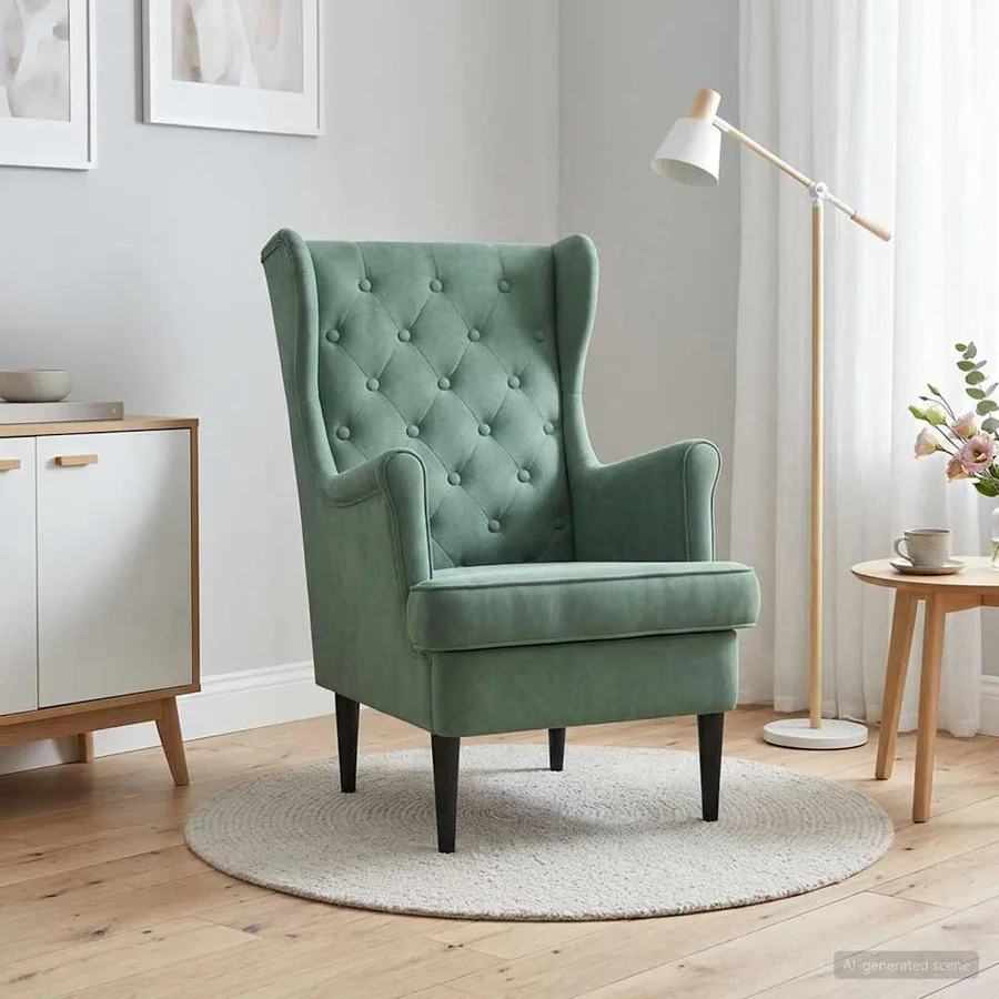 Fauteuil Vert Mer Velours - 3