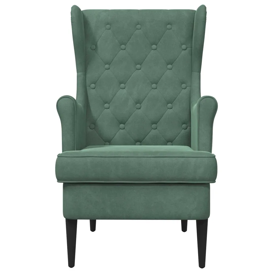 Fauteuil Vert Mer Velours - 4