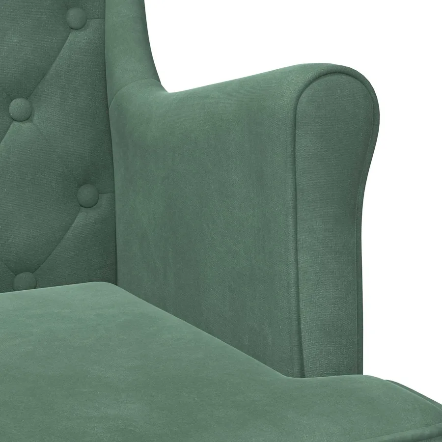 Fauteuil Vert Mer Velours - 7