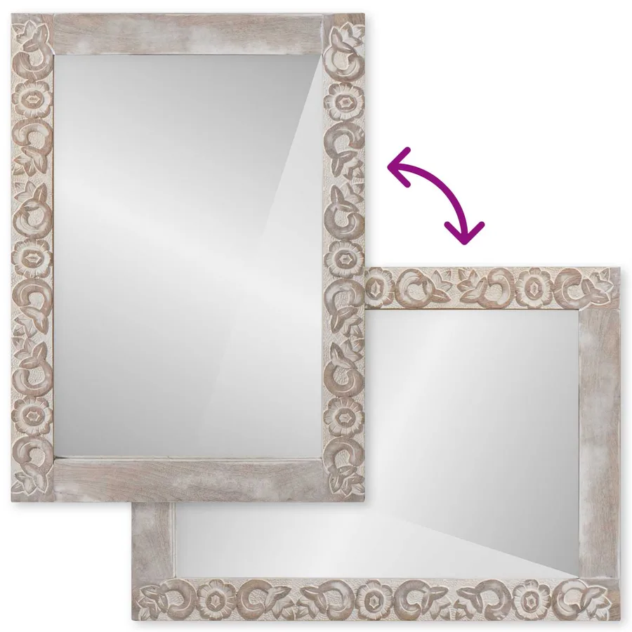 Miroir mural Blanc 70 x 50 cm Bois de mangue massif - 8