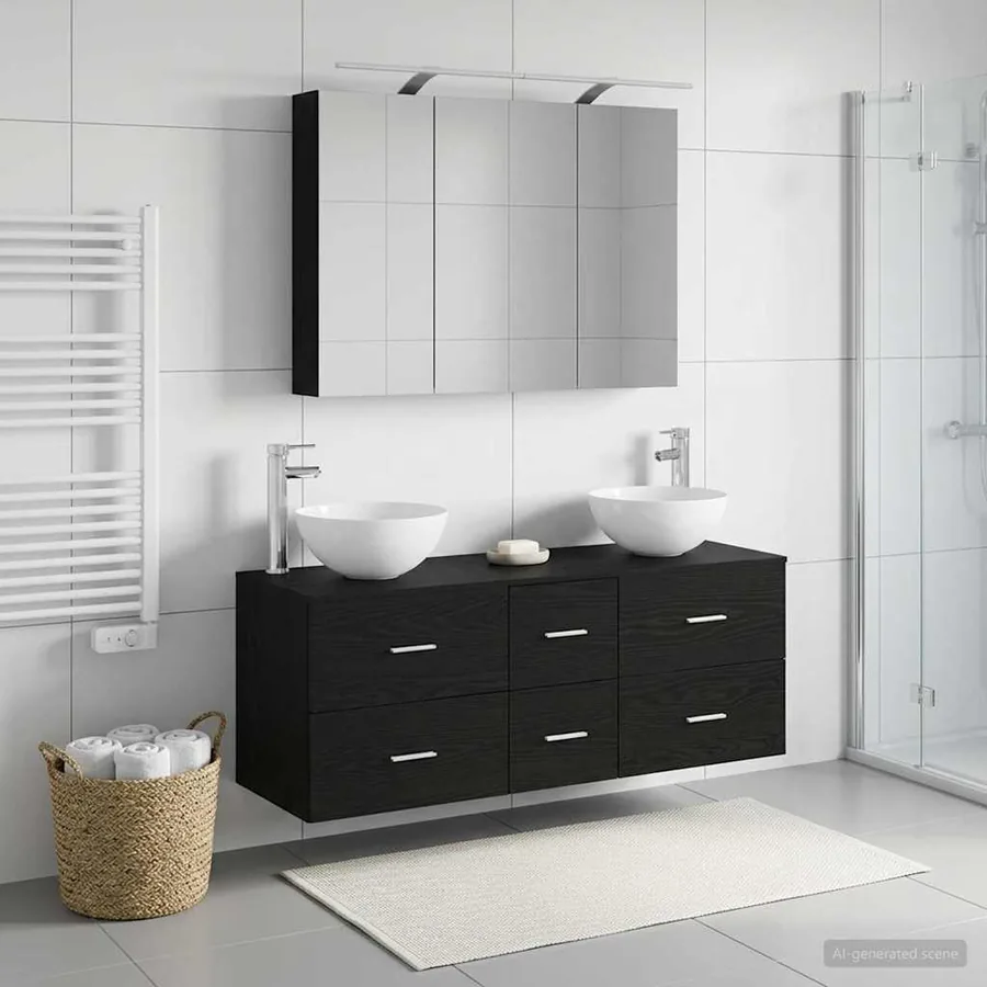 Ensemble de mobilier de salle de bain 4 pcs Chêne noir