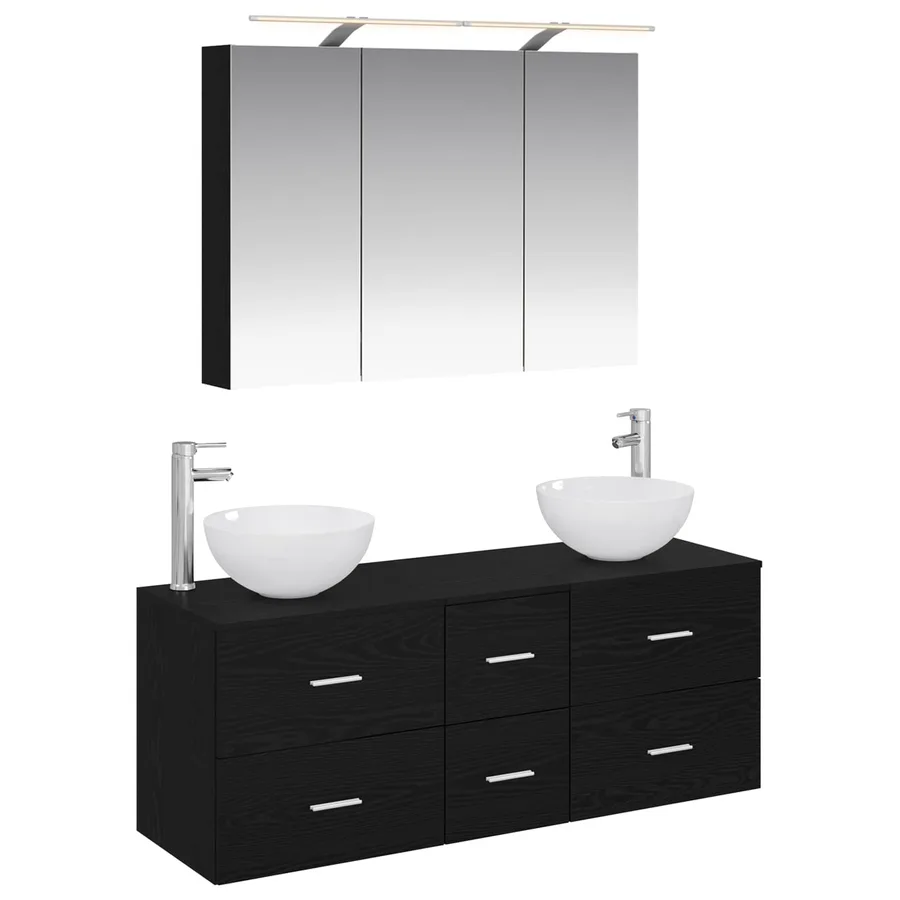 Ensemble de mobilier de salle de bain 4 pcs Chêne noir - 2