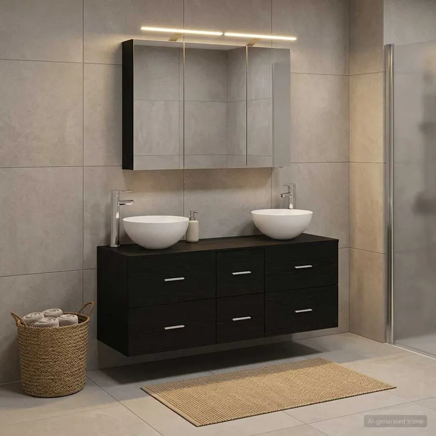 Ensemble de mobilier de salle de bain 4 pcs Chêne noir - 4