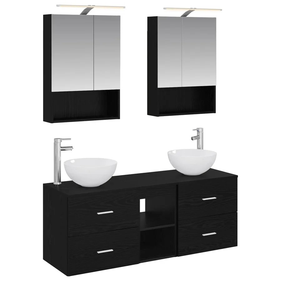 Ensemble de mobilier de salle de bain 5 pcs Chêne noir - 2