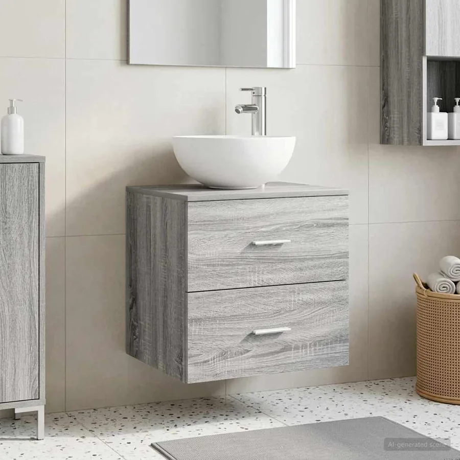 Vanité de lavabo mural Sonoma gris 49,5 x 41 x 64,5 cm