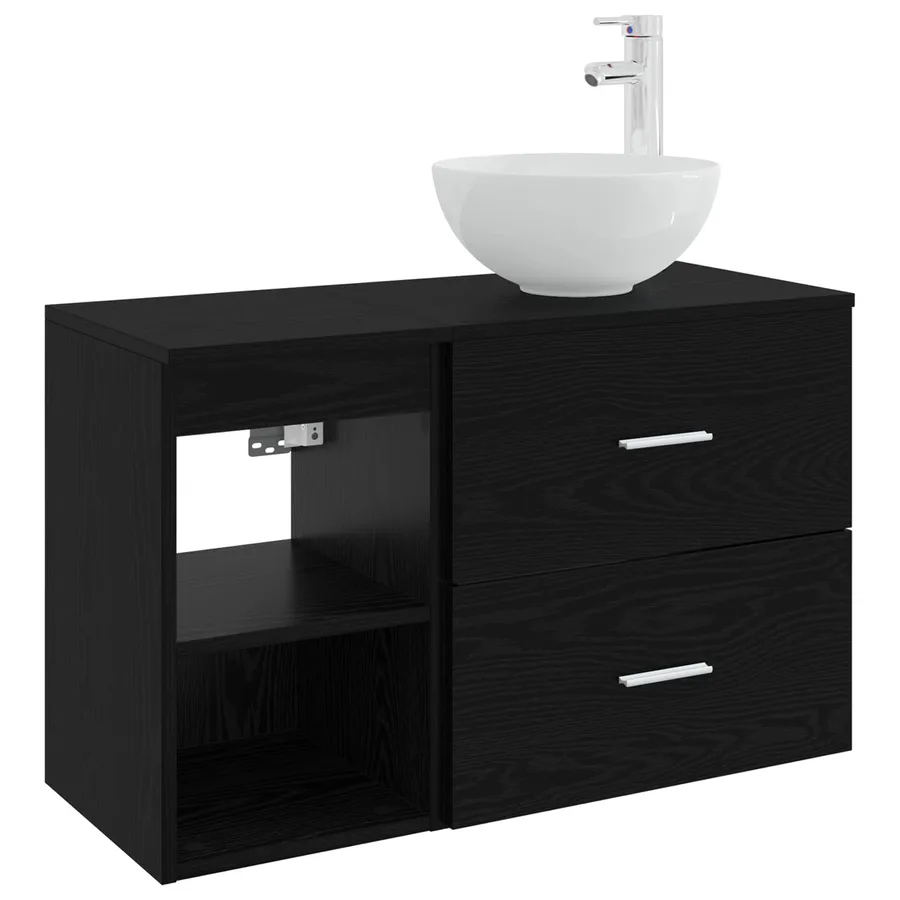 Ensemble de mobilier de salle de bain 2 pcs Chêne noir - 2