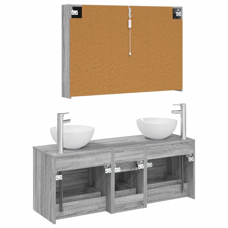 Ensemble de mobilier de salle de bain 4 pcs Sonoma gris - 7