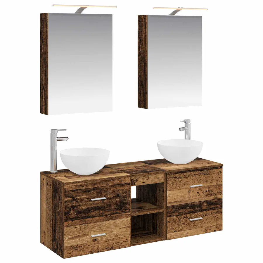 Ensemble de mobilier de salle de bain 5 pcs Bois ancien - 2