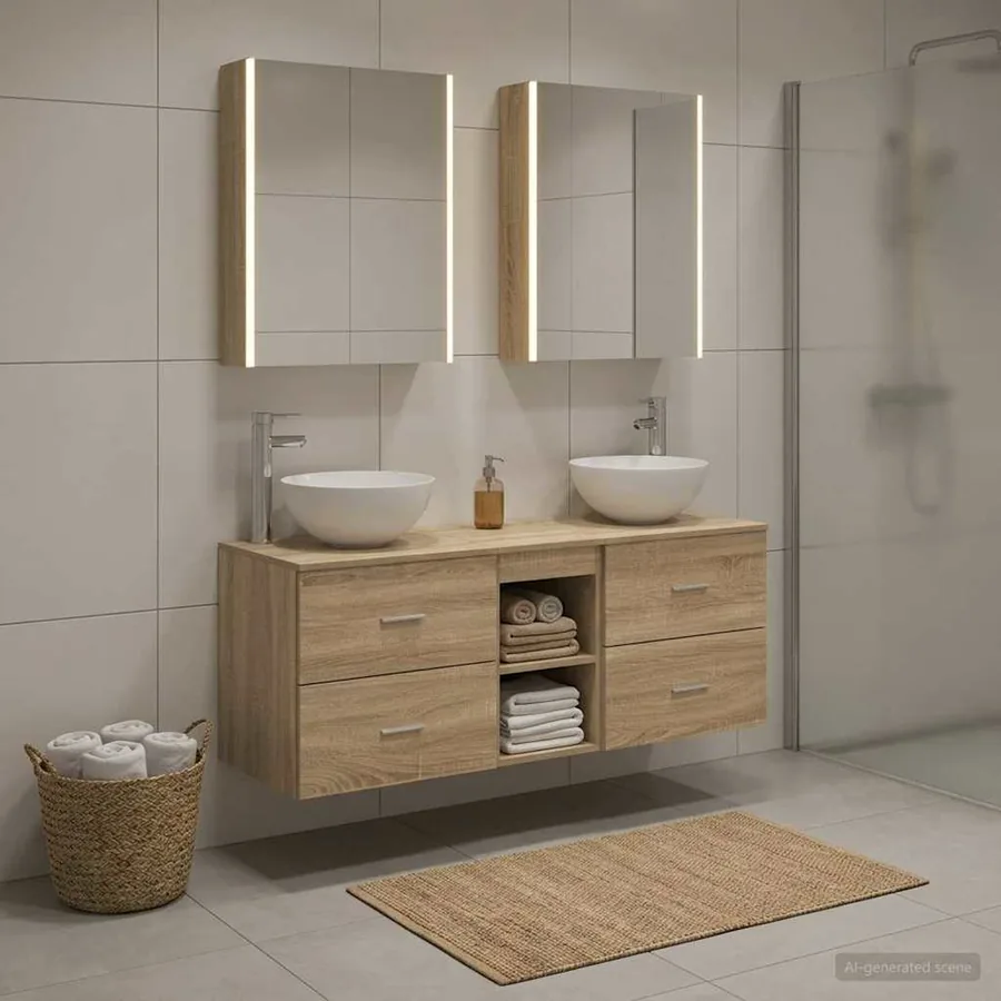 Ensemble de mobilier de salle de bain 5 pcs Chêne Sonoma