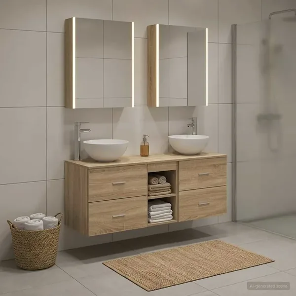 Ensemble de mobilier de salle de bain 5 pcs Chêne Sonoma