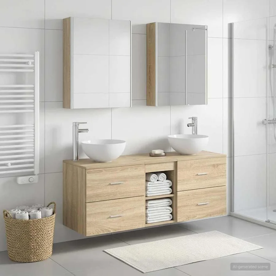 Ensemble de mobilier de salle de bain 5 pcs Chêne Sonoma - 4