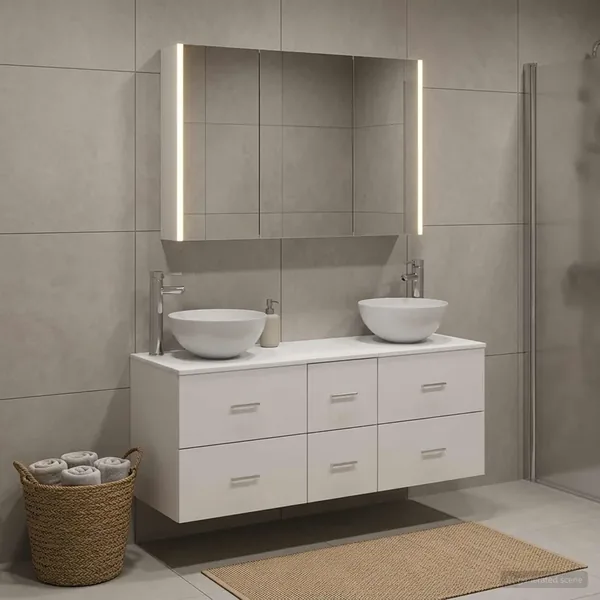 Ensemble de mobilier de salle de bain 4 pcs Blanc