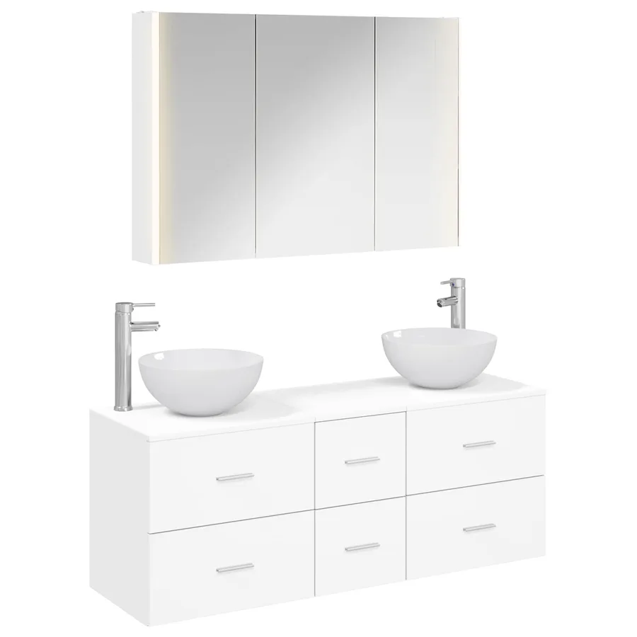 Ensemble de mobilier de salle de bain 4 pcs Blanc - 2