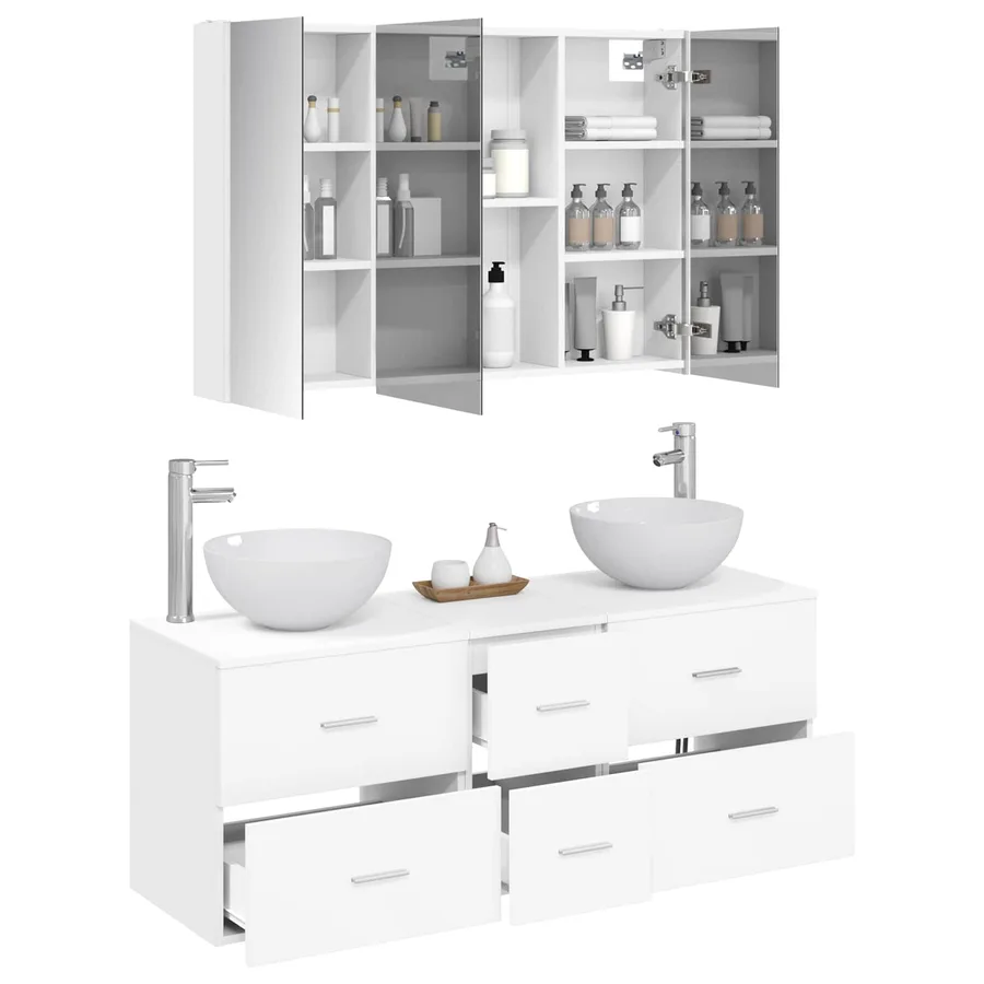 Ensemble de mobilier de salle de bain 4 pcs Blanc - 3