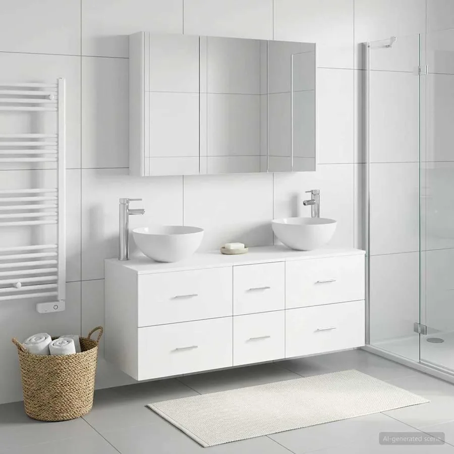 Ensemble de mobilier de salle de bain 4 pcs Blanc - 4