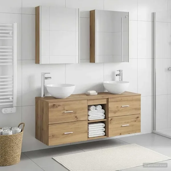 Ensemble de mobilier de salle de bain 5 pc Chêne artisanal