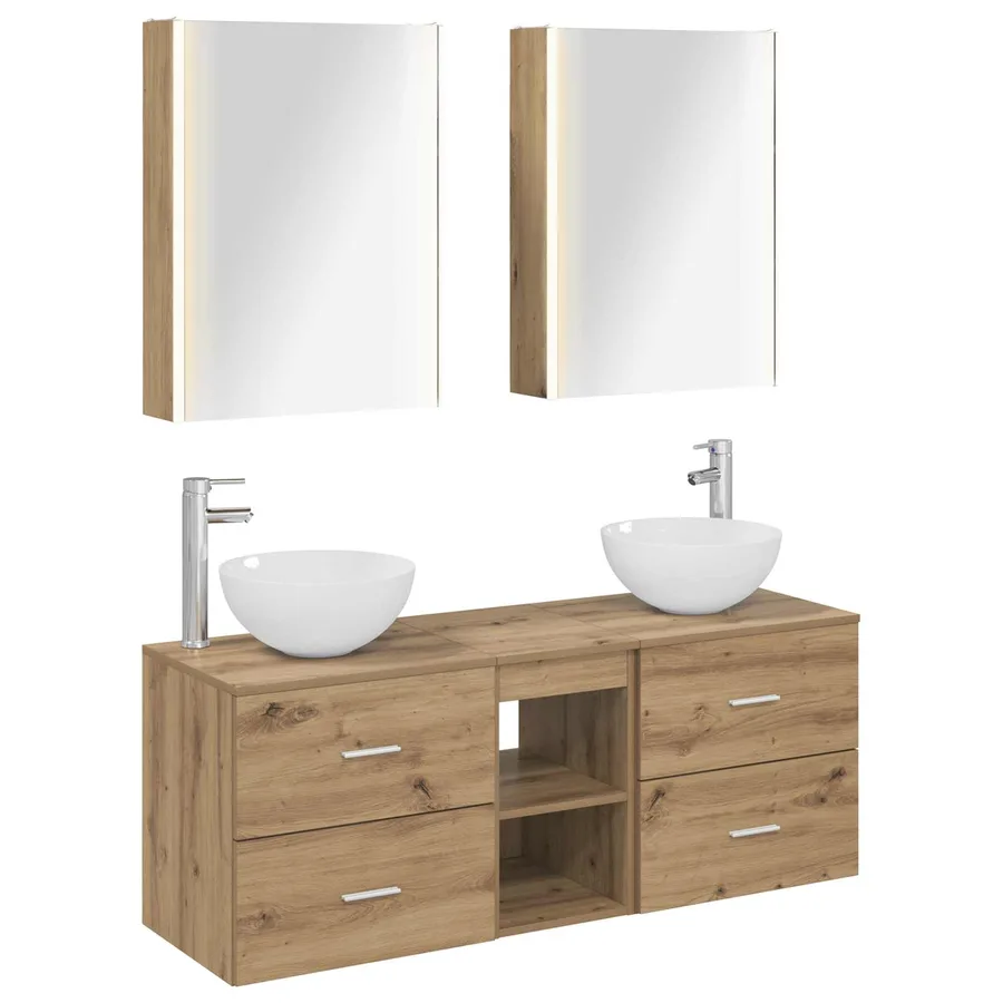 Ensemble de mobilier de salle de bain 5 pc Chêne artisanal - 2